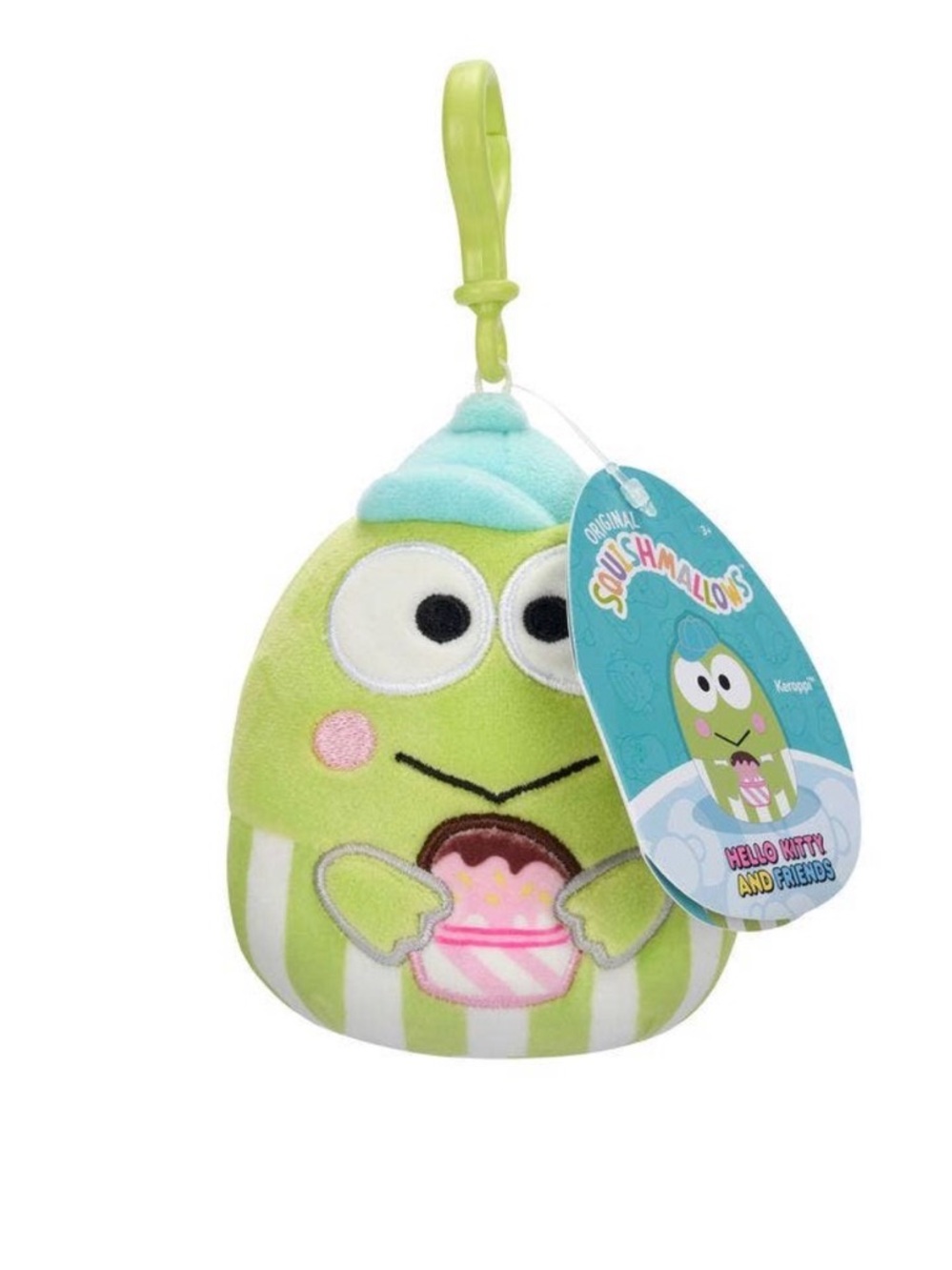 Sanrio KEROPPI w/Cupcake Jazwares Squishmallows 2024 Plush Keychain Bag Clip NWT